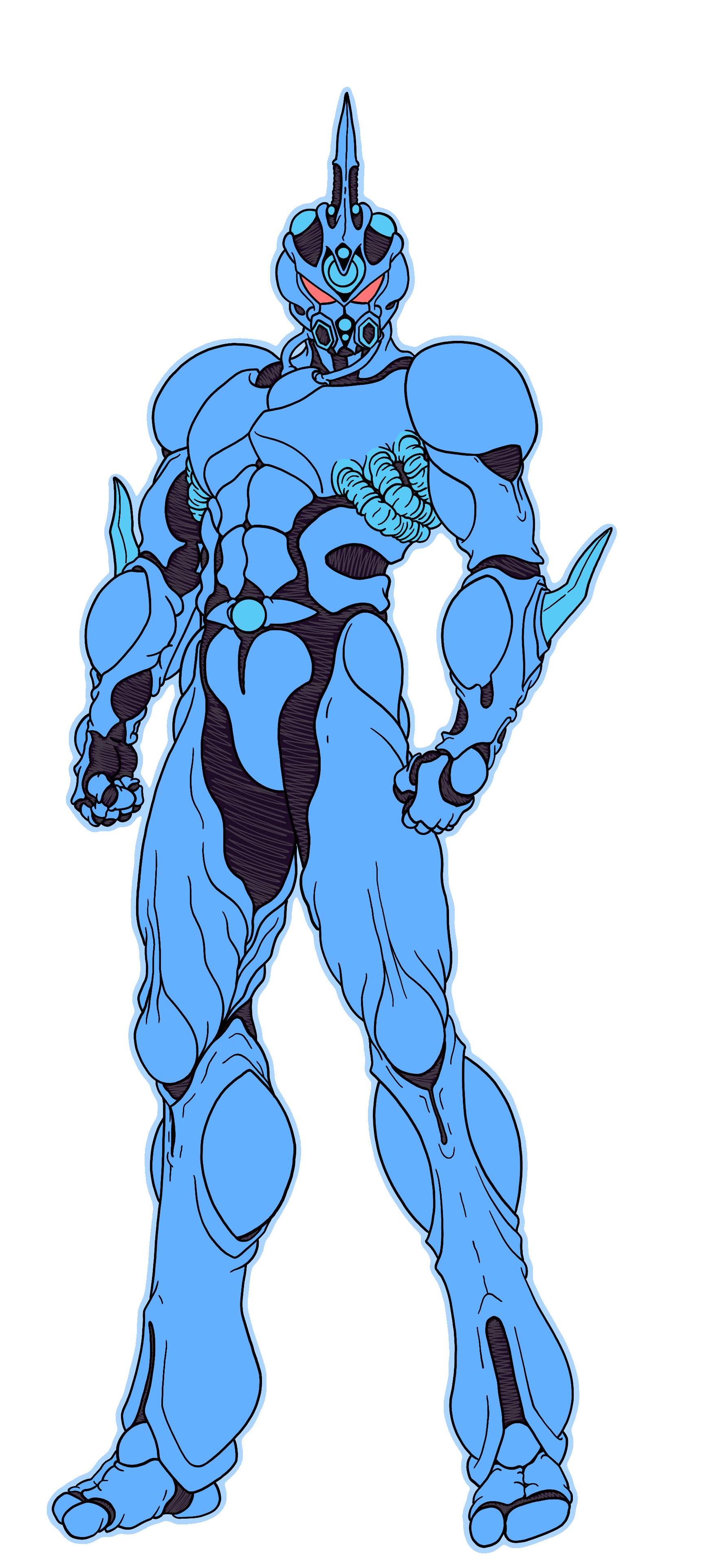 Guyver 1 is a light blue color.