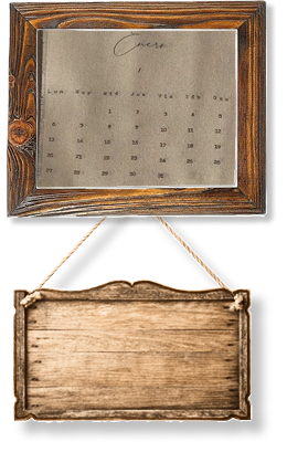 A picture of a handmade calander in a wooden frame.